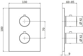 Външни части на термостатичен кран за вана Herzbach DESIGN iX-Black