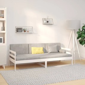 814640 vidaXL Дневно легло без матрак, бял, 90x190 см, борово дърво масив