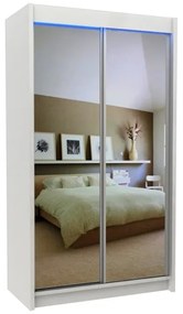 Шкаф с плъзгащи врати и огледало ROBERTA, 120x216x61, бяло