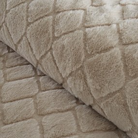 Бежово двойно удължено спално бельо от микроплюш 230x220 cm Cosy Diamond – Catherine Lansfield