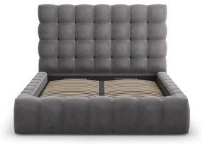 Сиво тапицирано двойно легло с място за съхранение и решетка 160x200 cm Bali - Cosmopolitan Design