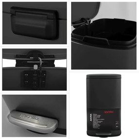 Матово черно стоманено кошче за боклук с педал 50 l Akira – Spirella