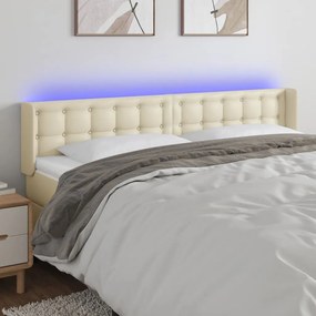 3123346 vidaXL LED горна табла за легло, кремава, 203x16x78/88 см