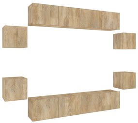3114216 vidaXL Комплект ТВ шкафове от 8 части, сонома дъб, инженерно дърво