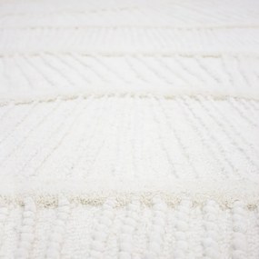 Бяла ръчно изработена пътека със смес от вълна 80x230 cm Sculptured Wave – Flair Rugs