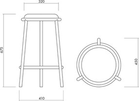 Бордо метален бар стол (височина на седалката 68 cm) Hogo – noo.ma