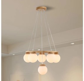 Brilagi - Полилей на кабел VISBY WOOD 6xE27/60W/230V Ø 58 cm от каучуково дърво