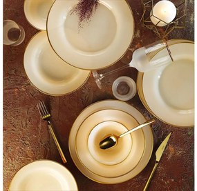 Комплект за хранене 18 части бежов/златист/порцелан