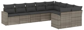 3219430 vidaXL Градински комплект диван с възглавници 9 части сив полиратан