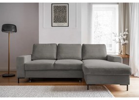 Сив разтегателен ъглов диван от рипсено кадифе (десен ъгъл) Lofty Lilly – Miuform