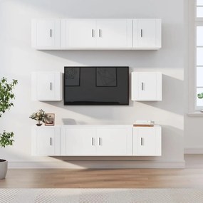 3188670 vidaXL Комплект ТВ шкафове от 8 части инженерно дърво Бял гланц