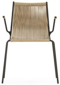 Бежови метални трапезни столове в комплект с подлакътници/за подреждане 2 бр. Emily – Marckeric