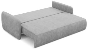 Светлосив шенилов разтегателен диван с място за съхранение 218 cm Lilo – Makamii