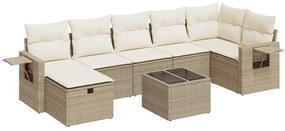 3325514 vidaXL Градински диван с възглавници, 8 части, бежов полиратан