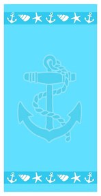 Синя памучна плажна кърпа от тери 70x140 cm Anchor – B.E.S.