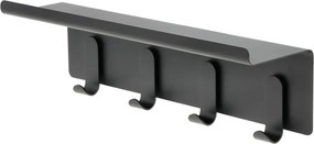 Черна стоманена стенна закачалка с рафт 11,5 cm A-Hallway – Zone