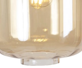 Дизайнерски висящ аплик черен с кехлибарен стъкло 3-светлина 226 см - Qara