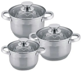 Комплект тенжери HAUS ROLAND, HR-131-2 , 3 броя, с капак, ф18, 20, 22см, инокс, мат