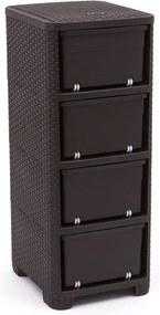 Тъмнокафяв пластмасов висок шкаф за баня 33x79 cm Rattan – Curver
