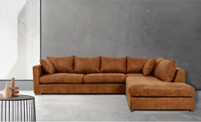 Кафяв ъглов диван от изкуствена кожа (десен ъгъл) Hamburg – Scandic
