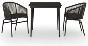 3099239 vidaXL Градински трапезен комплект, 3 части, черен
