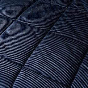 Тъмносиня ватирана покривка от микрофлийс за двойно легло 200x220 cm Cosy Cord - Catherine Lansfield