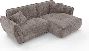 Кафяво-сив шенилов ъглов диван (десен ъгъл) Nelia – Ropez