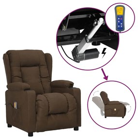 3093437 vidaXL Изправящ масажен стол, кафяв, текстил