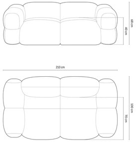 Диван в тухлен цвят 210 cm Loretto – Cosmopolitan Design
