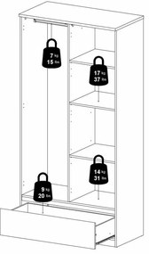Бял гардероб 99x201 cm Naia - Tvilum