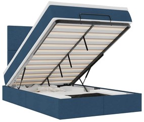 3313912 vidaXL Османска легло с матрак и LED, синьо, 120x190 см, плат