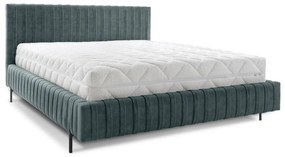 Двойно легло 160x200 cm тапицирано с място за съхранение с включена подматрачна рамка в петролен цвят Plissa – ELTAP