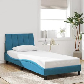 3207829 vidaXL Рамка за легло с табла, синя, 90x200 см, кадифе