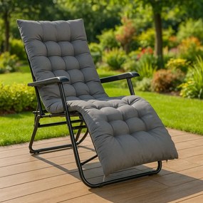 Сива възглавница за градински шезлонг 160 cm