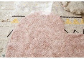 Розов ръчно изработен памучен детски килим подходящ за пране 160x180 cm Puffy Love – Lorena Canals