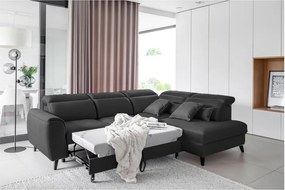 Тъмносив кадифен разтегателен ъглов диван с място за съхранение (десен ъгъл L форма) Noble – ELTAP