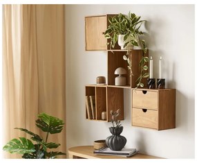 На няколко нива стенен рафт от масивен дъб в естествен цвят 18 cm Townsville – House Nordic