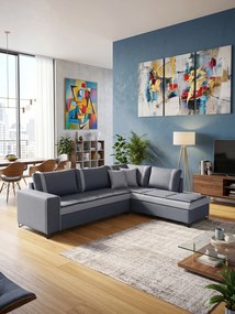 Ъглов диван Oscar-Gkri skouro - Gkri anoixto-Αριστερή