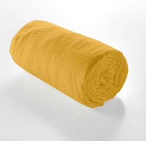 Жълт еластичен муселинов чаршаф 140x190 cm Angelia – douceur d'intérieur