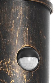 Външна стенна лампа антично злато IP54 с датчик за движение - Kiki