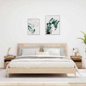 857661 vidaXL Нощни шкафчета с LED осветление 2 бр. дъб Artisan 40x39x48,5 cm