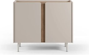 Кремаво-естествено шкафче от декор от дъб 100x82,5x40 cm Lucile – Marckeric