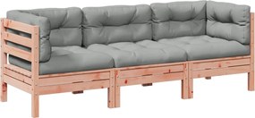 3299273 vidaXL Градински комплект с възглавници, 3 части, дугласка ела масив