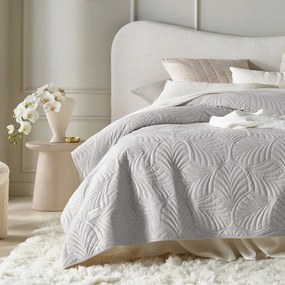 Светлосива велурена покривка за легло Feel 200 x 220 cm