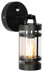 Външна стенна лампа черна IP44 с датчик за движение - Ruben