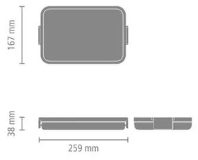 Кутия за храна Brabantia Make&Take 1006284, 1.1 л, До 2 сандвича, Без BPA, Плоска, Тъмносив
