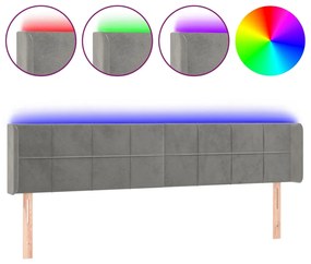 3123296 vidaXL LED горна табла за легло, светлосива, 183x16x78/88 см, кадифе