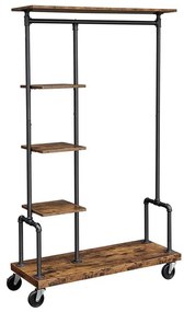 Мобилна стойка за дрехи LINEA в кафяво/черно