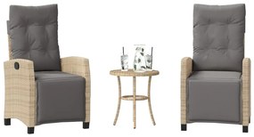 365253 vidaXL Бистро комплект с възглавници 3 части бежов микс полиратан