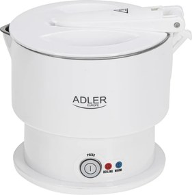 Туристическа ел.кана Adler AD 1377, 600W, 0.6 л, Сгъваем силиконов корпус, Защита от прегряване, Светлинен индикатор, Бял